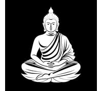 estatua de Buda en silueta Pegatinas de pared de vinilo 40x51.3cm Decoración artística Blanco