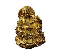 Estatua de Buda, Escultura de Buda Maitreya de zorro dorado que ríe, figuras de resina de Feng Shui chino for decoración del hogar y el jardín.