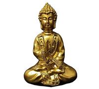 Estatua de Buda, Escultura de Buda sentado de resina tailandesa, estatuilla de meditación dorada, adorno de la suerte for el hogar, jardín, macetas, decoración, 1 unidad