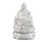 Estatua de Buda, Estatua de Buda Risueño de la Suerte, de cerámica Ruyi Maitreya, de porcelana blanca, con una gran barriga, figura de porcelana [38 cm/14,96 pulgadas de tamaño]