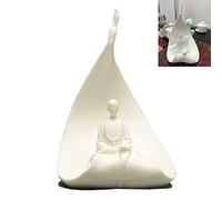 Estatua de Buda, Foxi - Escultura de Bodhi de una hoja, hecha a mano, de cerámica china sentada, 1 pieza, adorno de estatuilla de Buda Bodhi [15,5 cm de largo]