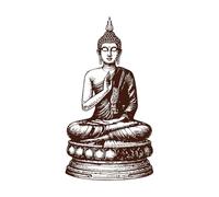 Estatua de Buda Gautama, estilo vintage, Buda dibujado a mano, aislado. Pegatinas de pared 47.6x88.6cm Impermeable Café