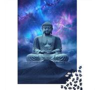 Estatua de Buda Meditando Puzzle de 1000 Piezas Juego de Puzzle 1000 Piezas Papel para Adultos Luz Cósmica Relajación Hogar Regalo 38x26cm/1000pcs