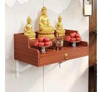 Estatua de Buda montada en la pared con cajón extraíble para oración y meditación, estante de altar que ahorra espacio