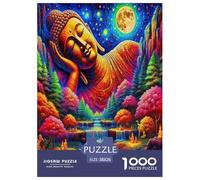 Estatua de Buda Rompecabezas 1000 Piezas para Adultos Y Niños Flor de Loto cochetón 3D Juego Familiar Impossible Regalos Obra De Arte De 38x26cm/1000pcs