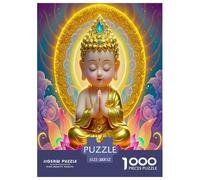 Estatua de Buda Rompecabezas 1000 Piezas para Adultos Y Niños Flor de Loto cochetón 3D Juego Familiar Impossible Regalos Obra De Arte De 52x38cm/1000pcs