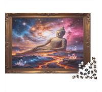 Estatua de Buda Sereno Puzzle de 1000 Piezas Papel para Adultos Paisaje Cósmico Juego de Puzzle 1000 Piezas Relajación Hogar Regalo 52x38cm/1000pcs