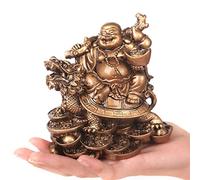 Estatua de Buda Sonriente, Dios de la Riqueza, de Resina, Escultura de Arte Moderno, decoración China para el hogar, Feng Shui, dragón y Tortuga, Figuras, Estatua de Feng Shui (Color: A)