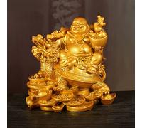 Estatua de Buda Sonriente, Dios de la Riqueza, de Resina, Escultura de Arte Moderno, decoración China para el hogar, Feng Shui, dragón y Tortuga, Figuras, Estatua de Feng Shui (Color: D)
