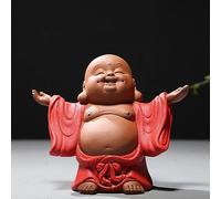 Estatua de Buda Sonriente para la Buena Suerte, Figura de Buda del Dinero de Arena Morada, Figura de Buda Maitreya Rojo de 10,4 cm de Alto, según el Feng Shui Chino, para decoración del hoga