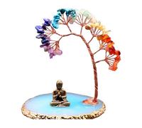 Estatua de Budas y árbol de cristal curativo, yoga, meditaciones, decoraciones, estatuas de Budas sentados, árbol del dinero, yoga de escritorio, meditaciones
