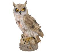 Estatua de búho figura de búho realista decoración de aves falsas de resina señuelos nocturnos para ahuyentar a los pájaros para el jardín del hogar porche patio césped regalos de inauguración marrón