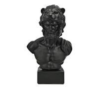 Estatua de busto de Hércules, mitología griega, héroe, león, escultura de piel de león, yeso duro, color negro, hecha a mano en Grecia, decoración clásica, 22 cm
