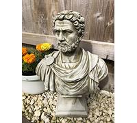 Estatua de busto romano de piedra reconstituida | Decoración clásica de hormigón vintage para exteriores