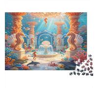 Estatua de Caballito de Mar Palacio Submarino Puzzle de 1000 Piezas Puzzle para Adultos Papel Fantasía Acuática Relajante Enfoque Regalo Familia Decoración 52x38cm/1000pcs