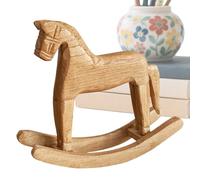 Estatua de caballo, caballo columpio de madera, decoración de madera tallada a mano, para habitación infantil, estantería, estilo patio, decoración para exteriores