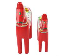Estatua de caballo Dala de madera hecha a mano, figura de arte popular sueco de 23 x 10 cm, adorno escandinavo rojo para decoración del hogar y jardín, 1 par