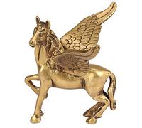Estatua de caballo de ángel volador de latón Pegasus Animal Feng Shui Decoración de oficina en casa Showpiece Acabado antiguo Papel de metal Peso