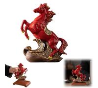 Estatua de caballo de cerámica, figuras de caballo rojo chino Feng Shui para caballos de fuego, figura de caballos de fuego, escultura de animales del zodiaco para el hogar, adorno de mesa con pequeña