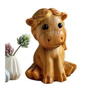 Estatua de caballo de madera - animal tallado a mano de 1,73 pulgadas, pieza de escritorio más feliz, escultura étnica artística con diseño tradicional | Mesa consola Home Study Room Livin