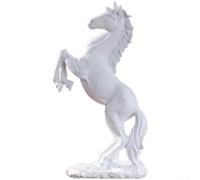 Estatua de caballo de resina para decoración de mesa para estudio de sala de estar, figura artística detallada con mosca en caballo que significa ganador inmediato, bronce blanco y negro, 30 cm (B)