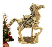 Estatua de caballo, diseño de moneda dorada de latón, estatua de caballo de Año Nuevo chino, para vacaciones chinas 2026, Navidad, cumpleaños, sala de estar, oficina, recuerdo de mesa