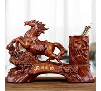 Estatua De Caballo Feng Shui De Año Nuevo, Adorno Coleccionable De Resina Del Año Del Zodíaco Con Portalápices, Ideal For Decoración Del Hogar Y La Oficina(Wood Grain,S)