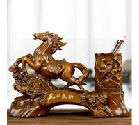 Estatua De Caballo Feng Shui De Año Nuevo, Adorno Coleccionable De Resina Del Año Del Zodíaco Con Portalápices, Ideal For Decoración Del Hogar Y La Oficina(Agarwood,S)