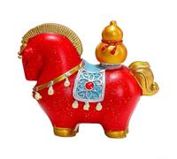 Estatua de caballo giratoria de año nuevo chino, año de resina de la mascota del caballo con símbolos de la suerte, decoración de Feng Shui pintada a mano para el tablero del automóvil de la oficina