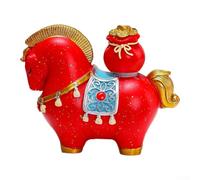 Estatua de caballo giratoria de año nuevo chino, año de resina de la mascota del caballo con símbolos de la suerte, decoración de Feng Shui pintada a mano para el tablero del automóvil de la oficina