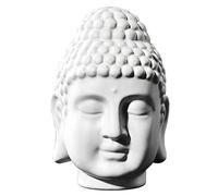 Estatua de cabeza de Buda de cerámica blanca, escultura de meditación zen, figura de la suerte para decoración del hogar y la oficina, decoración espiritual, idea de regalo tranquila, adorno de