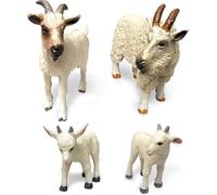 Estatua de cabra, 4 piezas/juego de figuras de animales Estatua de cabra blanca de plástico, juguete ecológico realista para niños que aprenden juguetes educativos, cumpleaños, decoración de pasteles