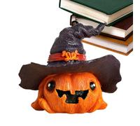 Estatua de calabaza de Halloween con sombrero | Estatua de resina interior al aire libre calabaza - Divertidas decoraciones festivas para oficina apoyo, ventana sala de estar dormitorio