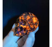Estatua de calavera natural de Yooperlita de 5 cm con forma de llama, figura de piedra de cristal para decoración del hogar, colección