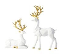 Estatua de Ciervos y Resina Resina Figuras de Ciervos Nordic Minimalista decoración de Renos Decoraciones navideñas para Sala de Estar TV Bend Gabinete de Vino 2 PCS