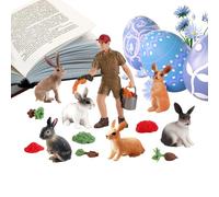 Estatua de conejo, 13 piezas de figuras de realistas de animales de granja - Miniaturas de animales de - para rellenos de huevos, decoraciones para tartas de primavera y favores para