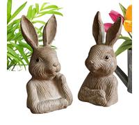 Estatua de Conejo, 2 Piezas de Escultura Coleccionable de Resina, estatuas rústicas de Animales al Aire Libre, para Pascua, hogar, inauguración de la casa, Estante, jardín, Patio, Centro de