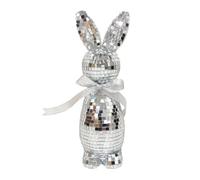 Estatua de conejo brillante, festivo de mesa de Pascua, conejo decorativo con superficies de espejo, acento de casa de vacaciones, exhibición de mantel con aspecto llamativo, decoración de