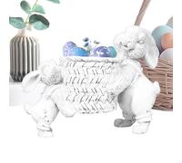 Estatua de conejo de Pascua, cesta de transporte de resina para decoración del hogar, centros de mesa de conejo, esculturas decorativas para mesa de comedor de Pascua, suministros de mesita de noche