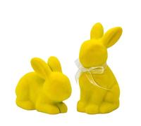 Estatua de conejo genérica - 2 piezas Flocked Easter Animal Statue - Resin Bunny Sculpture for Easter Home Tabletop Shelf Spring Display Party Centerpiece Tiered Tray