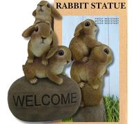 Estatua de conejo para jardín de 25 cm, letrero de bienvenida, lindos adornos de animales de conejo para jardín, figura de conejo para césped, adornos de conejo para jardín resistentes a la intemperie