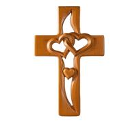 Estatua de corazón rústico - Arte religioso de madera para pared, emblema devocional ahuecado, dije fiel | Estilo rústico hecho a mano pieza espiritual sagrada, representación de amor, artesanía