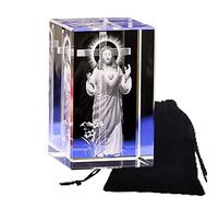Estatua de cristal de Dios Jesús 3D Mesa Buena Suerte Cubo de cristal Recuerdos de iglesia/Hijo de Dios Escultura Salvador Figuritas Regalos para la riqueza Año Nuevo #1