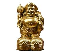 Estatua de Daikokuten tallada a mano, dios dorado de la riqueza y la prosperidad, decoración zen de madera para altar y abundancia del hogar, disponible en tamaños de 15 cm, 10 cm, 8 cm (15 cm)