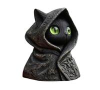 Estatua de decoración de cristales de gato, mini figuras de gatito, misteriosa figura de gatos con capucha | Figura decorativa de resina para dormitorio, baño, cocina, mesita de noche,