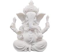 Estatua de Dios del Señor Ganesh, estatua de elefante hindú Ganpati, ídolo de Buda, regalo hindú, templo para el hogar, meditación, decoración de sala de yoga (blanco)