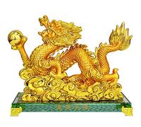 Estatua de dragón Chino de Resina, Escultura, figuritas, decoración de Mesa, Adornos para la Riqueza y el éxito, Regalos de Buena Suerte