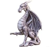 Estatua de dragón de resina realista 20cm ala extendida (estatua) | Pierna levantada, alas extendidas, detalles para superficie, resina robusta, 20 cm de alto