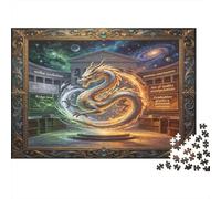 Estatua de Dragón Dual Mística Puzzle de 1000 Piezas Papel para Adultos Escena de Universo Mágico Juego de Puzzle 1000 Piezas Relajación Decoración Hogar 70x50cm/1000pcs
