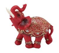 Estatua de Elefante de la Suerte, Escultura de Elefante de Resina Roja, Figura de Elefante de la Suerte Feng Shui para Estanterías, Escritorios de Computadora, Ventanas y Cajas (M)